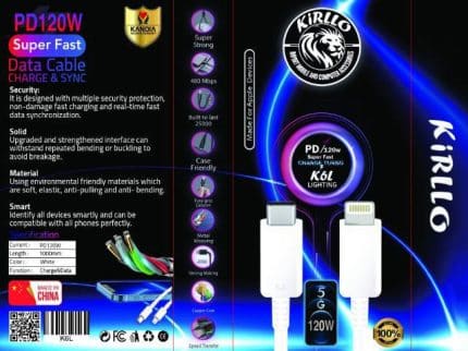 charger cable TYPE C TO Lightning IPHONE 120W